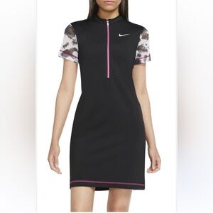 Nike Women's Sportswear Short-sleeve Patchwork Dress In Black